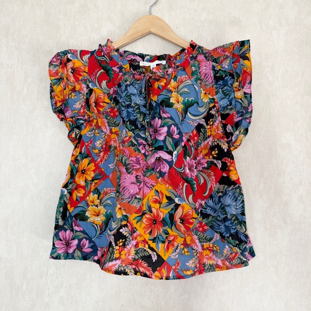 Chelsea & Theodore Women’s Floral Multicolor Spring Top Blouse Size L